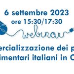 Webinar “Commercializzazione dei prodotti agroalimentari italiani in canada” 6/9/2023